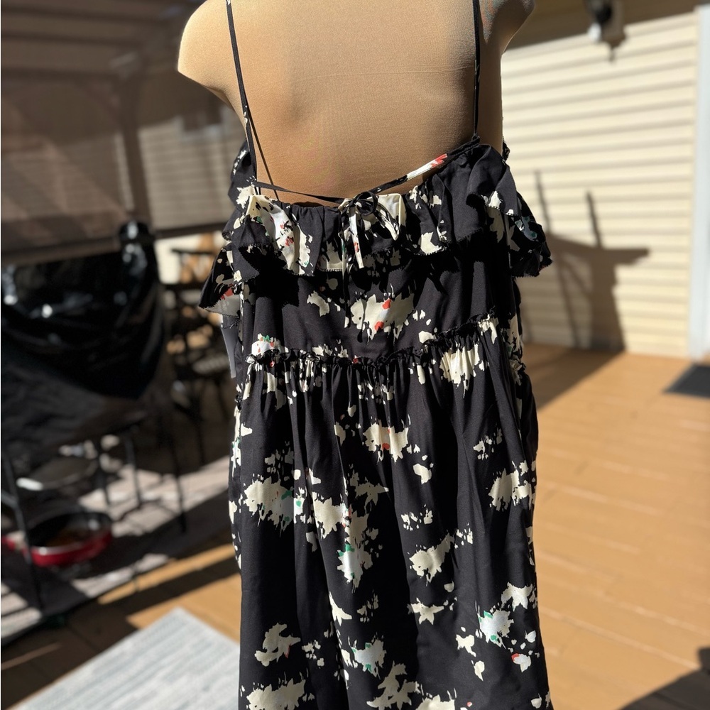 Joie Black/White Floral Mini Summer Ruffle Dress Spaghetti Strap Plus Size 4X - Picture 7 of 14